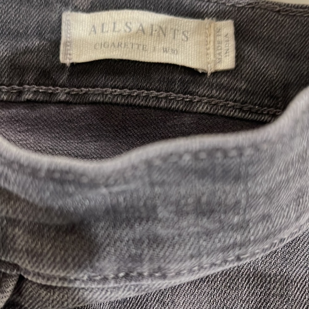 All Saints Men’s Cigarette Stretch Distressed Skinny Jean Grey 30 x 32 - Picture 5 of 8